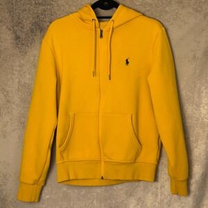 Polo Ralph Lauren Double Knit Full Zip Hoodie Men's Small Golden Yellow Pony